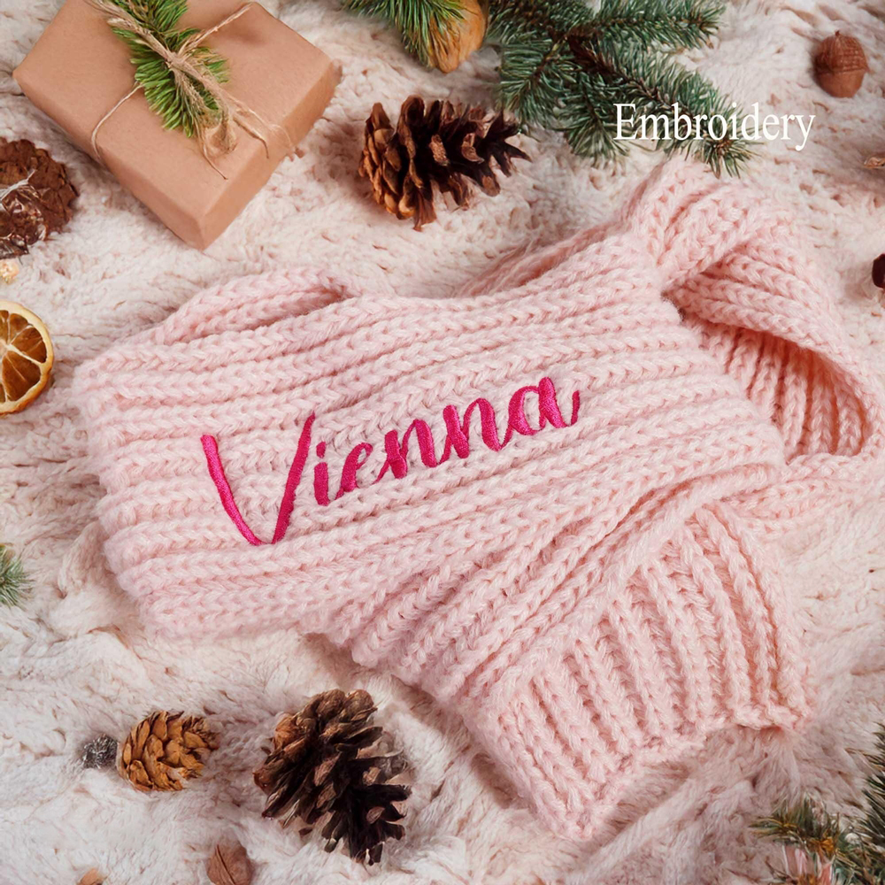 Personalized Kid Knitted Scarf with Embroidered Name, Unisex Soft Warm Scarf, Winter Daily Wear Accessory, Birthday/Christmas Gift for Kids/Boys/Girls