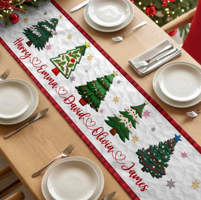 Custom Table Runner, Personalized Christmas Birthday Gifts For Mom, Dad, Brother, Sister, Kids, Love Shines In Every Home