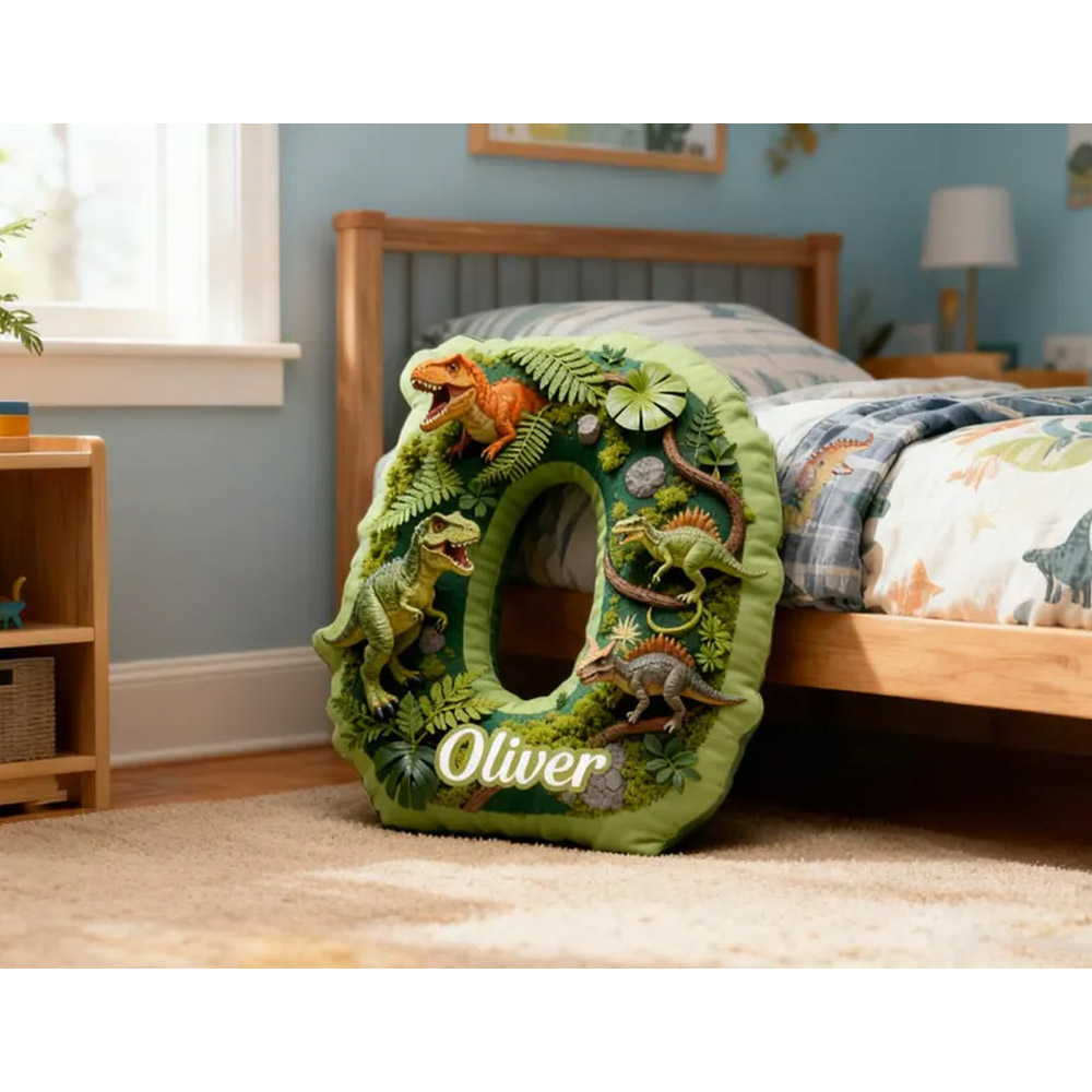 Custom Name Dinosaur Letter Pillow, Plush Stuffed Pseudo 3D Alphabet Pillow, Nursery Decor, Birthday/Housewarming Gift for Boys/Dinosaur Lovers/Kids