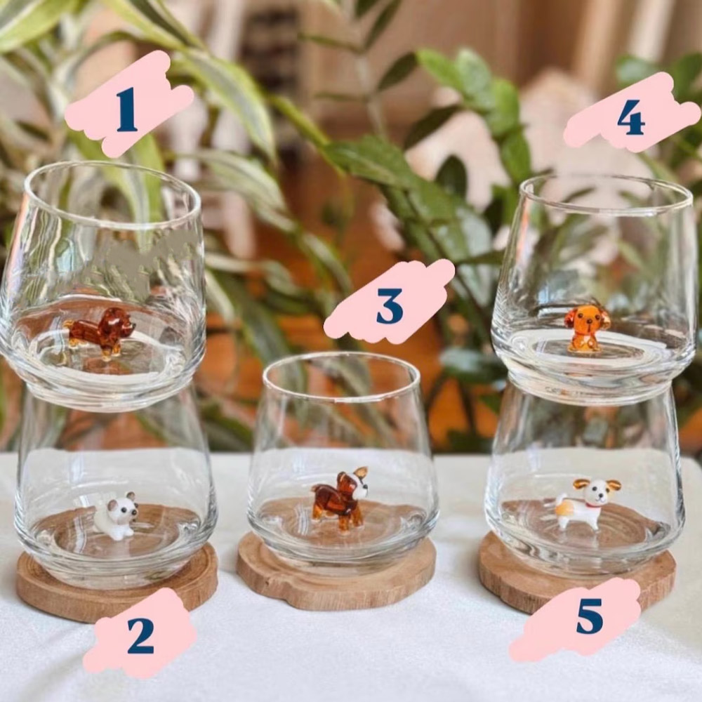 Personalized Mini Pet Figurine Glass Cup with Name, Handmade 3D Cat/Dog Murano Wine Glass, Housewarming/Birthday Gift for Per Lovers/Owners/Family