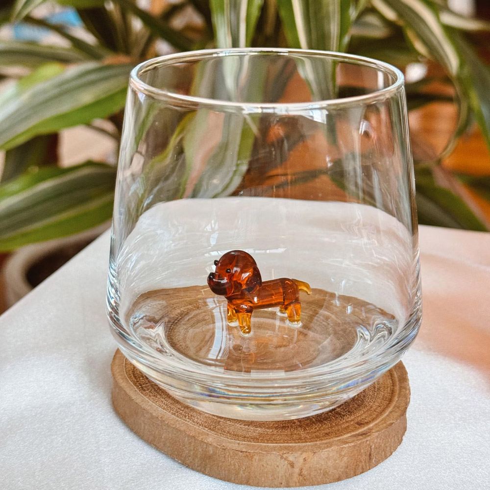 Personalized Mini Pet Figurine Glass Cup with Name, Handmade 3D Cat/Dog Murano Wine Glass, Housewarming/Birthday Gift for Per Lovers/Owners/Family