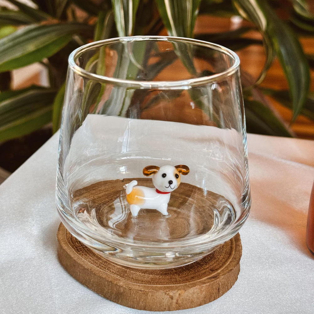 Personalized Mini Pet Figurine Glass Cup with Name, Handmade 3D Cat/Dog Murano Wine Glass, Housewarming/Birthday Gift for Per Lovers/Owners/Family