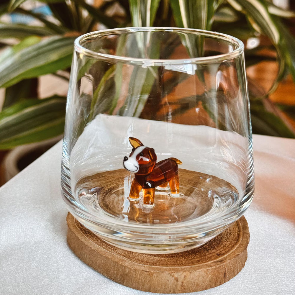 Personalized Mini Pet Figurine Glass Cup with Name, Handmade 3D Cat/Dog Murano Wine Glass, Housewarming/Birthday Gift for Per Lovers/Owners/Family