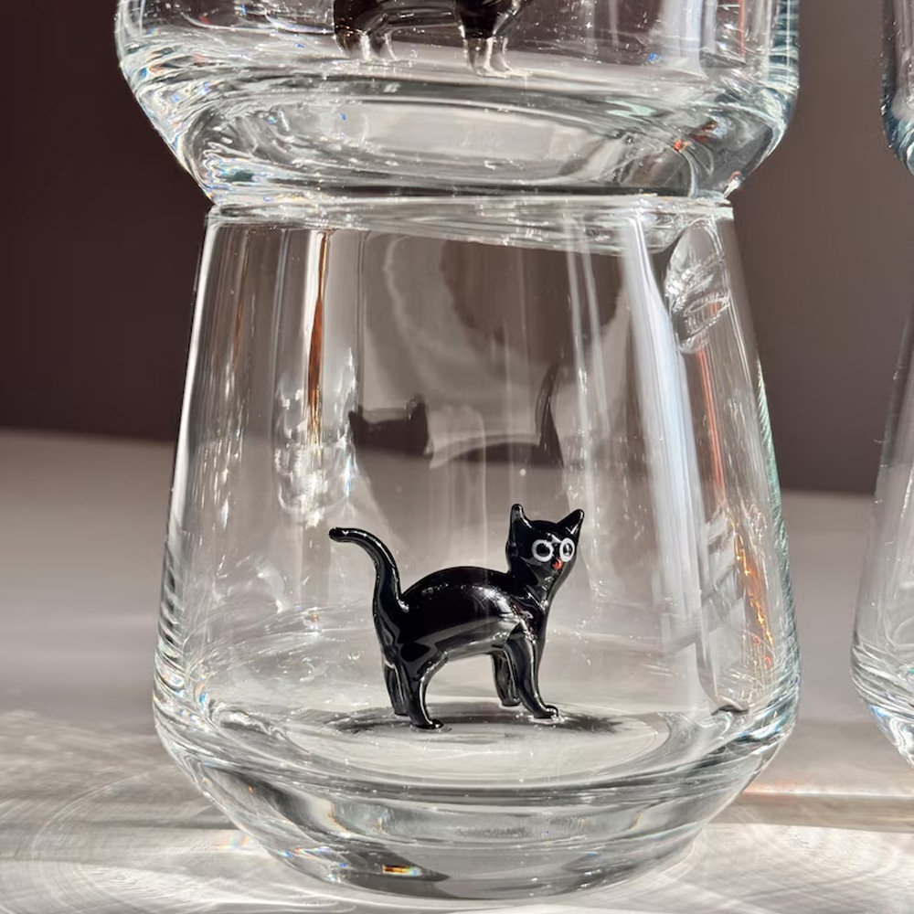 Personalized Mini Pet Figurine Glass Cup with Name, Handmade 3D Cat/Dog Murano Wine Glass, Housewarming/Birthday Gift for Per Lovers/Owners/Family