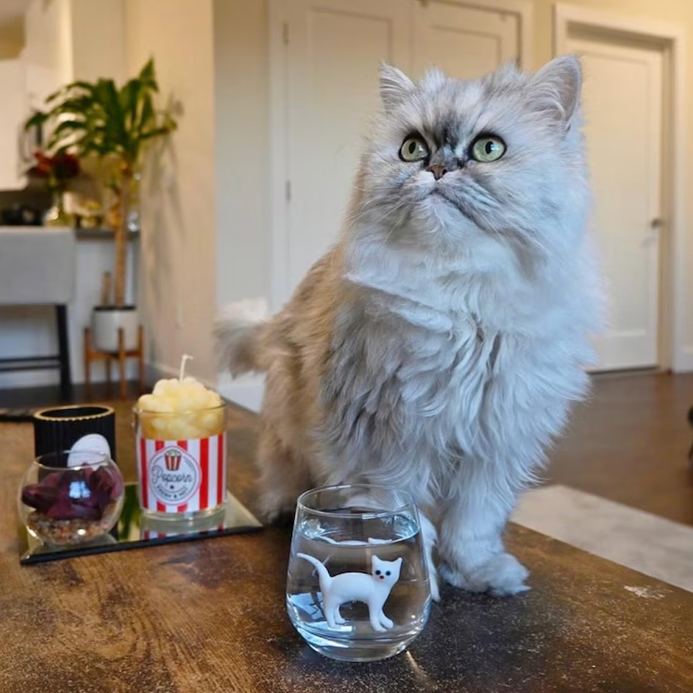 Personalized Mini Pet Figurine Glass Cup with Name, Handmade 3D Cat/Dog Murano Wine Glass, Housewarming/Birthday Gift for Per Lovers/Owners/Family