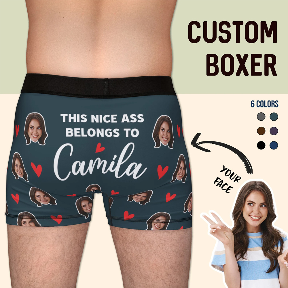 Custom Face & Name Men's Boxer Briefs, Personalized Funny Underwear with Photo, Valentine's Day/Anniversary/Birthday Gift for Husband/Boyfriend/Him