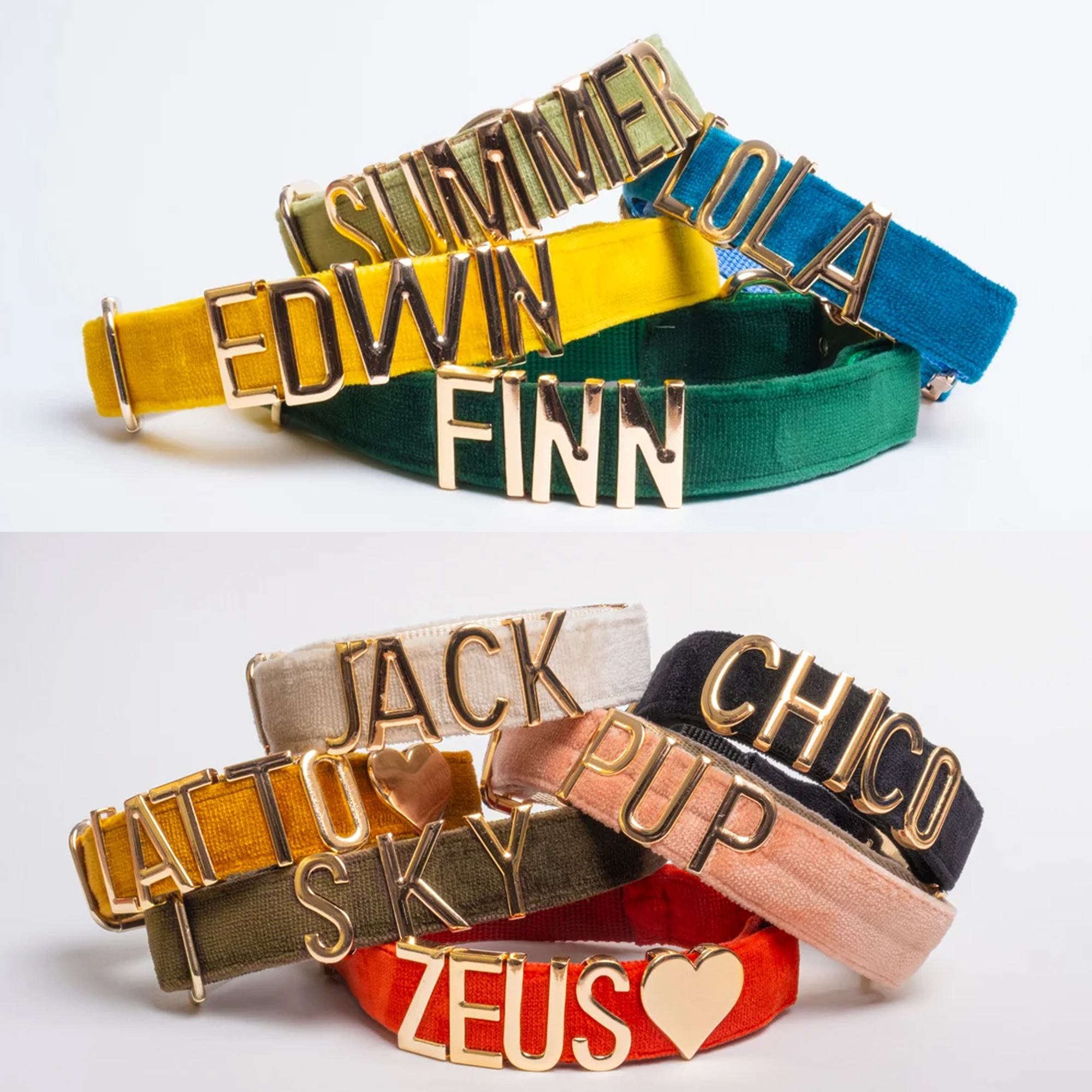 Collier pour chien en velours personnalisé avec nom, collier coloré et ajustable pour chiot avec lettres en métal doré, accessoire pour animaux de compagnie, cadeau d'anniversaire pour les maîtres de chiens/propriétaires d'animaux de compagnie