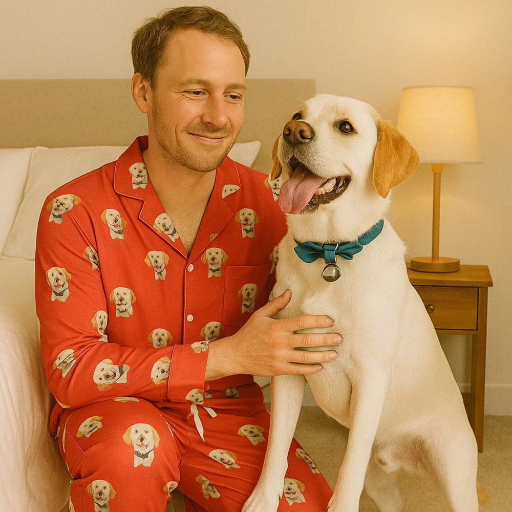 Gepersonaliseerde pyjamaset met 1-5 huisdierportretten, korte pyjamaset met foto's van honden- of kattengezichten, ideaal als jubileum- of Valentijnsdagcadeau voor familie, dierenliefhebbers of -eigenaren.