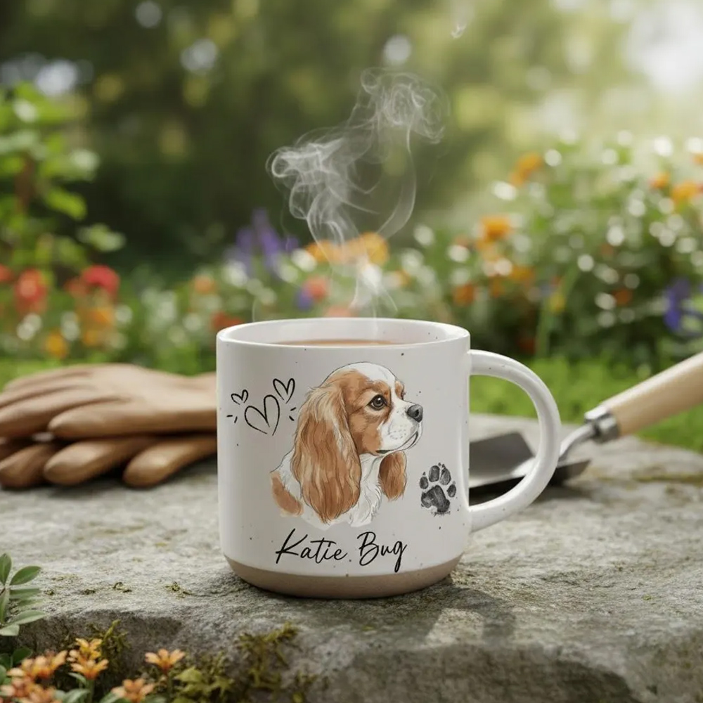 Personalized Pet Photo Watercolor Pottery Mug with Name, Cat/Dog Portrait Hot Cocoa Coffee Mug, Birthday/Anniversary Gift for Family/Pet Lovers/Owners