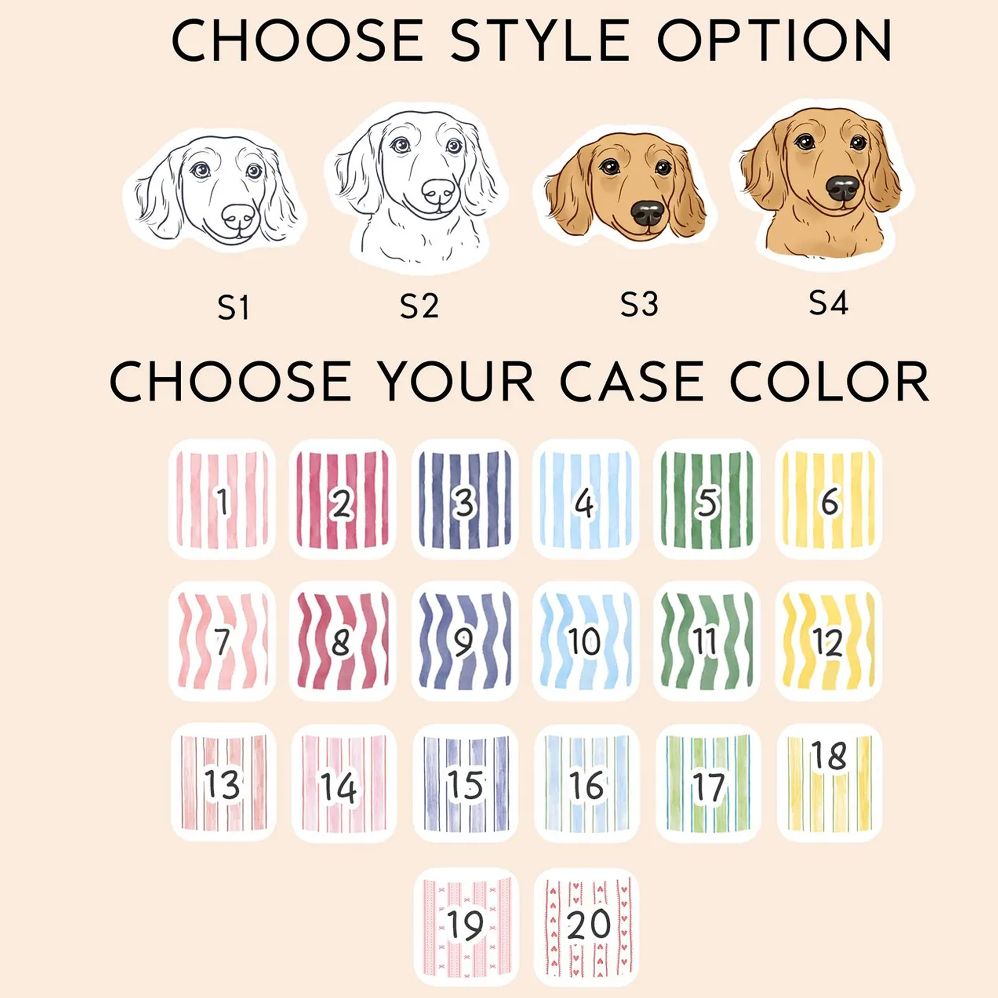 Custom Pet Portrait Stripes Phone Case with Name, Slim Tough Phone Cover for iPhone, Birthday/Anniversary/Memorial Gift for Pet Owners/Lovers