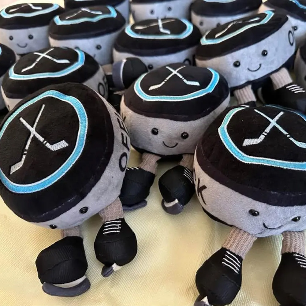 Personalized Name Hockey Puck Plush Toy with Legs, Cute Sport Plush Doll, Bag Charm, Sofa Bedroom Decor, Birthday Gift for Hockey Lovers/Fans/Kids