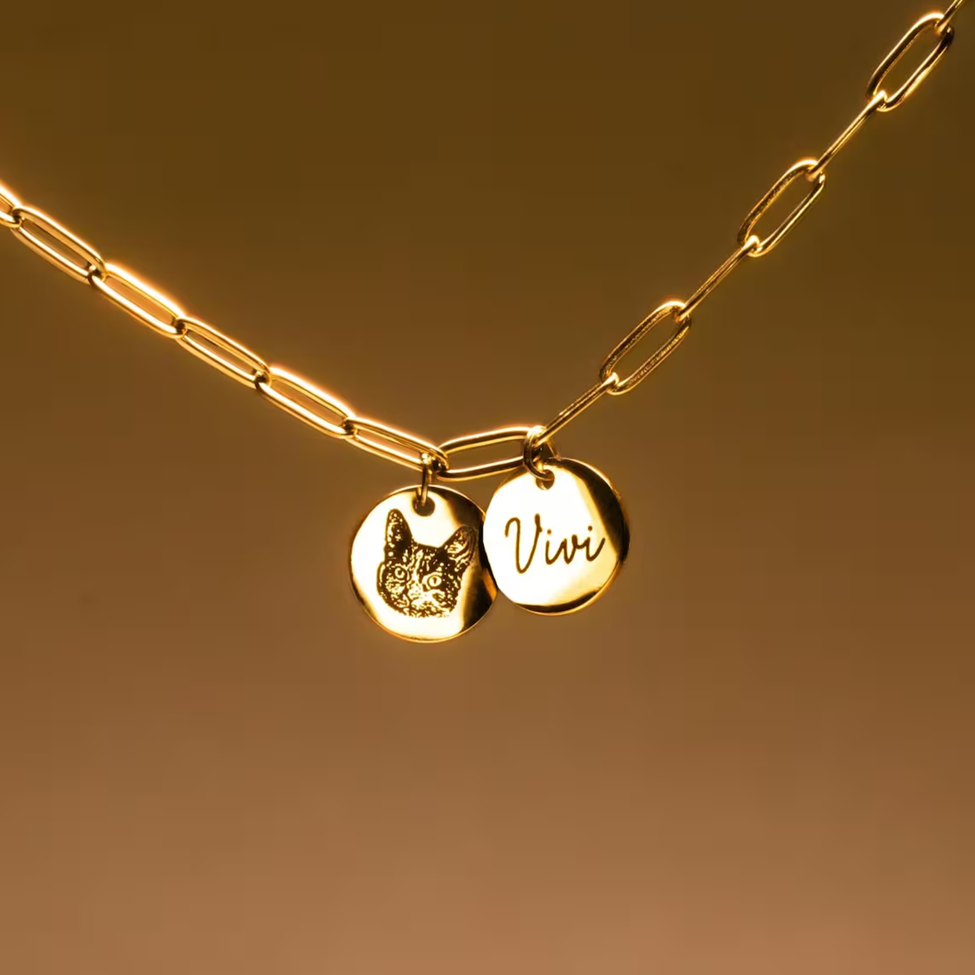 Personalized Pet Portrait Pendant Necklace with Name, Sterling Silver 925 Dainty Dog/Cat Memorial Jewelry, Birthday Gift for Pet Lovers/Owners/Her