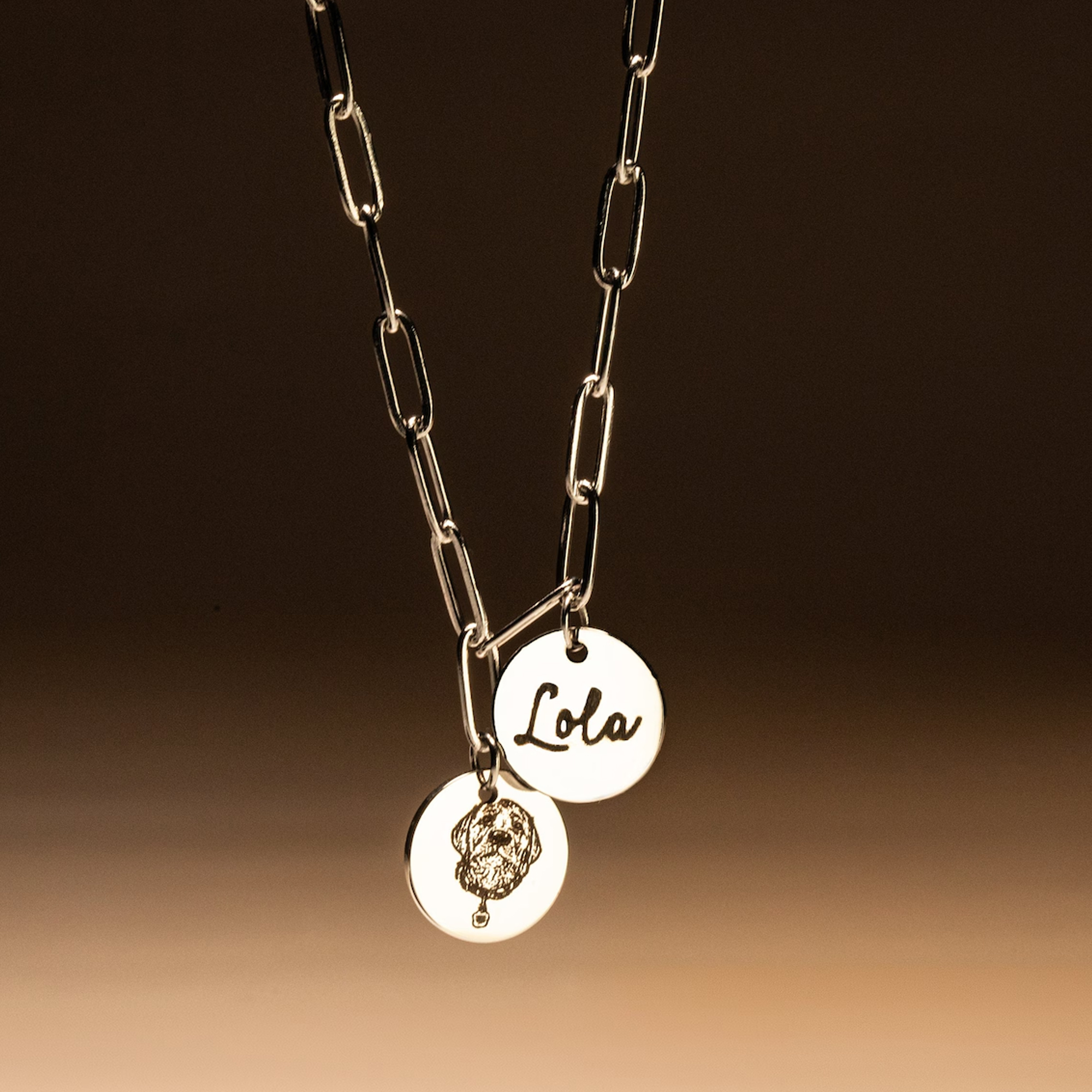 Personligt halsband med hänge för husdjursporträtt och namn, smaskiga smycken för hund/katt i sterlingsilver 925, födelsedagspresent till husdjursälskare/ägare/henne