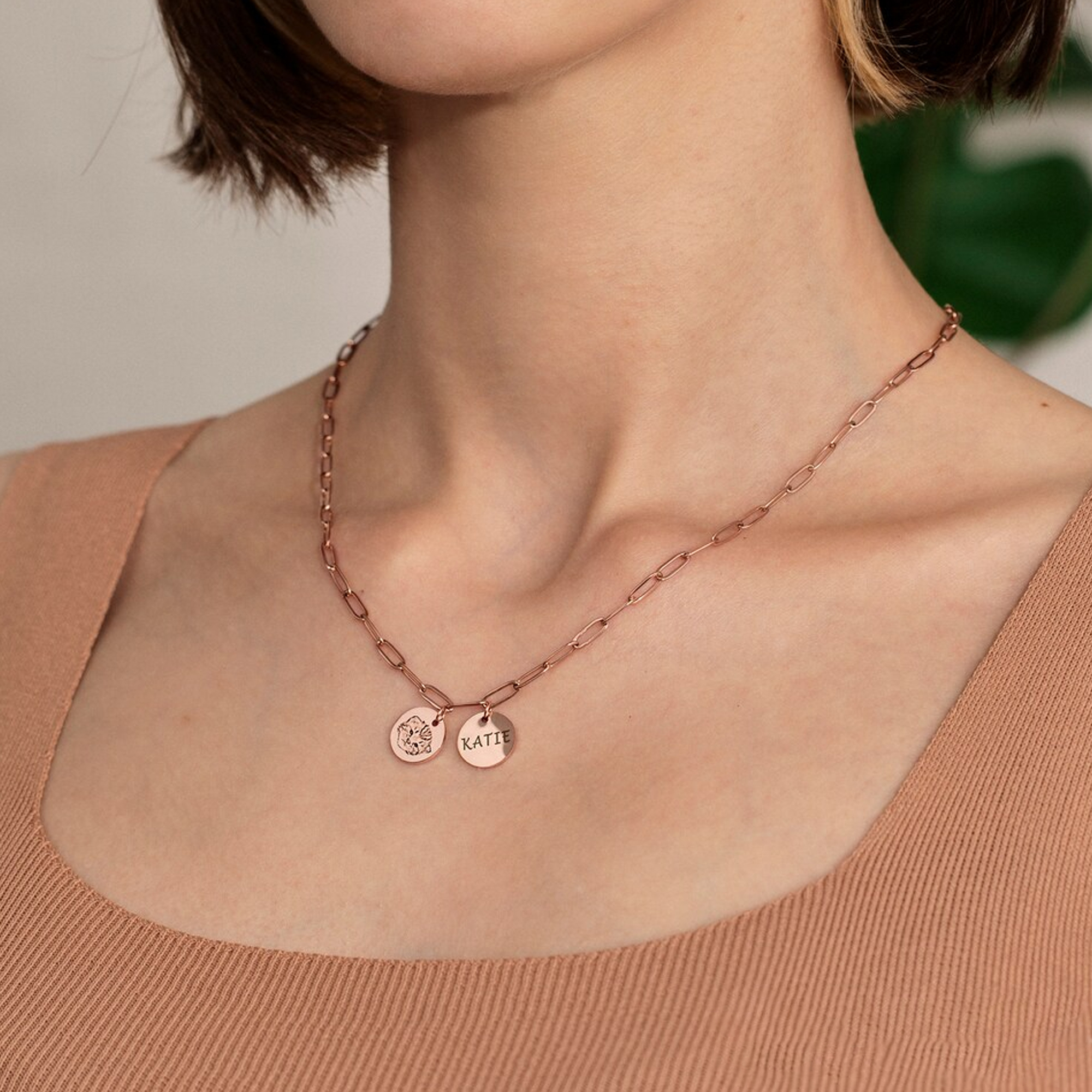 Personligt halsband med hänge för husdjursporträtt och namn, smaskiga smycken för hund/katt i sterlingsilver 925, födelsedagspresent till husdjursälskare/ägare/henne