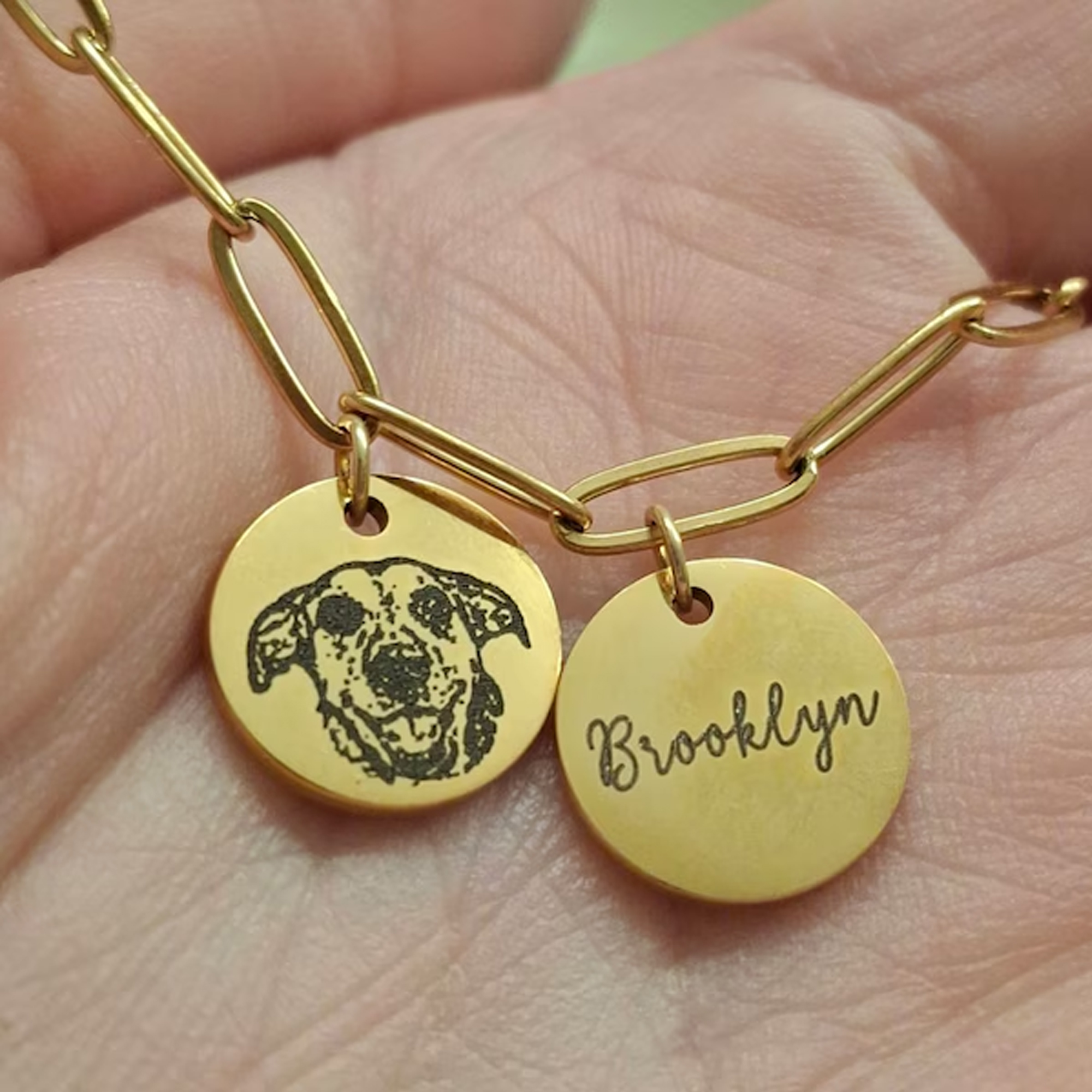 Personligt halsband med hänge för husdjursporträtt och namn, smaskiga smycken för hund/katt i sterlingsilver 925, födelsedagspresent till husdjursälskare/ägare/henne