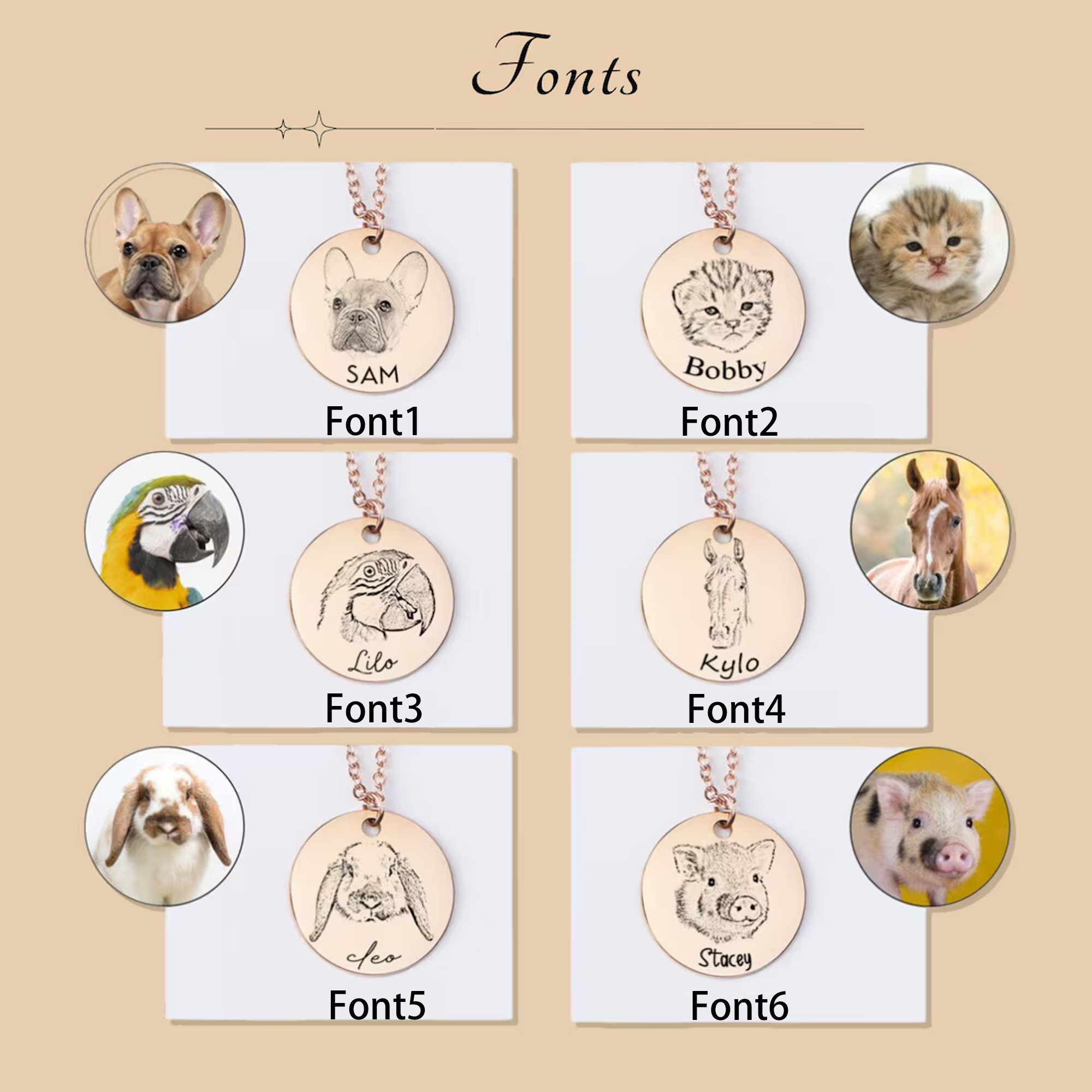 Personligt halsband med hänge för husdjursporträtt och namn, smaskiga smycken för hund/katt i sterlingsilver 925, födelsedagspresent till husdjursälskare/ägare/henne