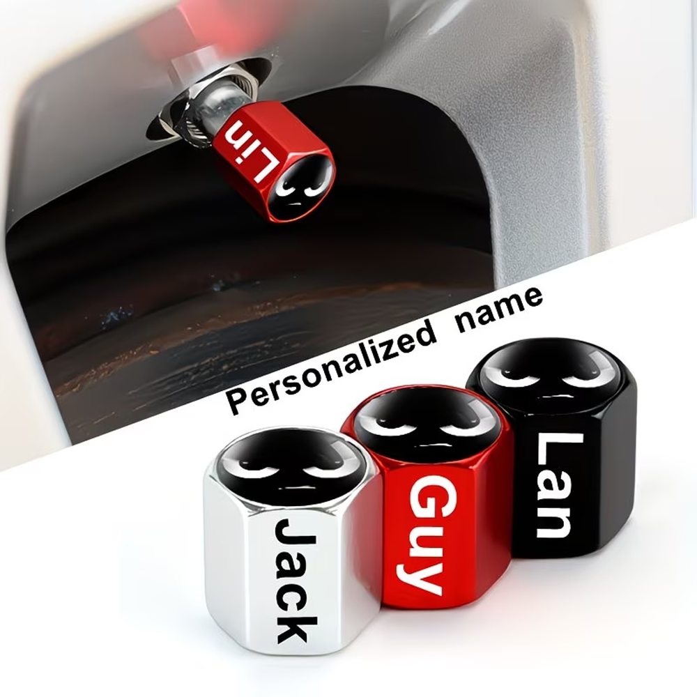 🎁 4 Personalized Metal Valve Cap Adapters - Customizable with Name and Logo for Cars, SUVs, Bicycles, etc. - Durable and Stylish Tire Accessories, SUV Personalization | Fashion Car Accessories | Metal Valve Cap Adapters, Car Valve Caps