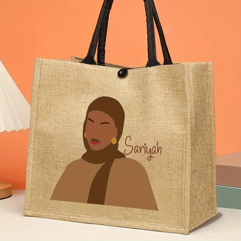 Custom Tote Bag for Women, Personalized Hijabi Bag with Abstract Designs and Islamic Themes, Great Gift for Muslim, Perfect for Eid Celebrations