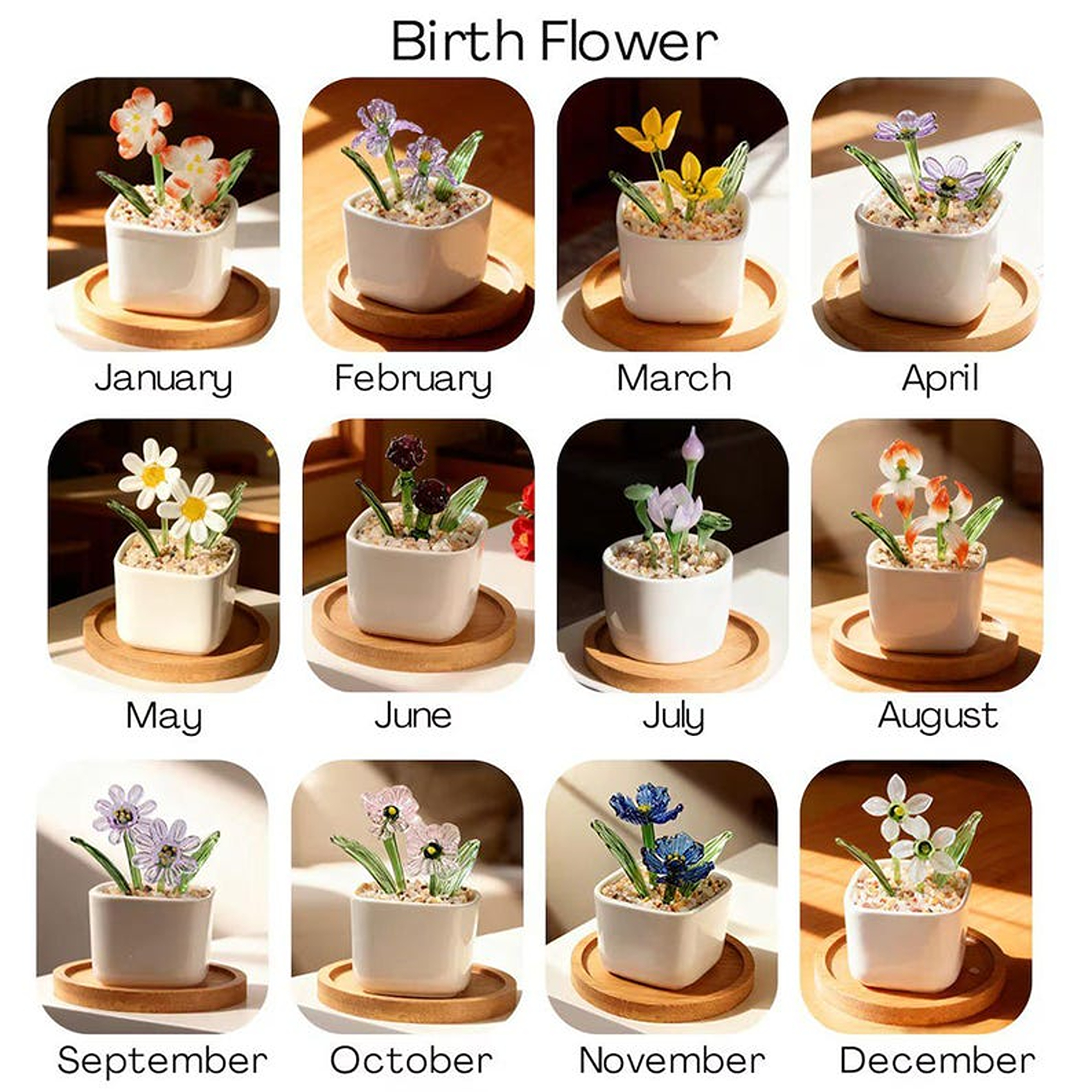 Pot de fleurs en verre personnalisé avec photo et fleurs de naissance, pot coloré avec message pour maman, décoration intérieure, cadeau pour la fête des mères (maman/grand-mère/elle).