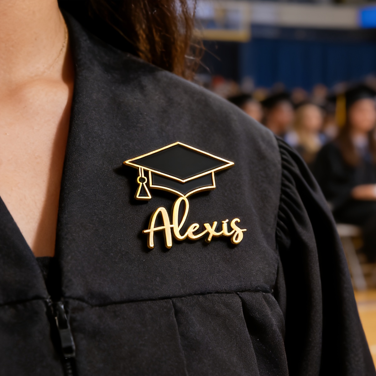 Personalized Graduation Cap Pin with Name, Custom Graduation Brooch for Class of 2026, Gold Silver Nameplate Lapel Pin, Graduation Gift for Her Him