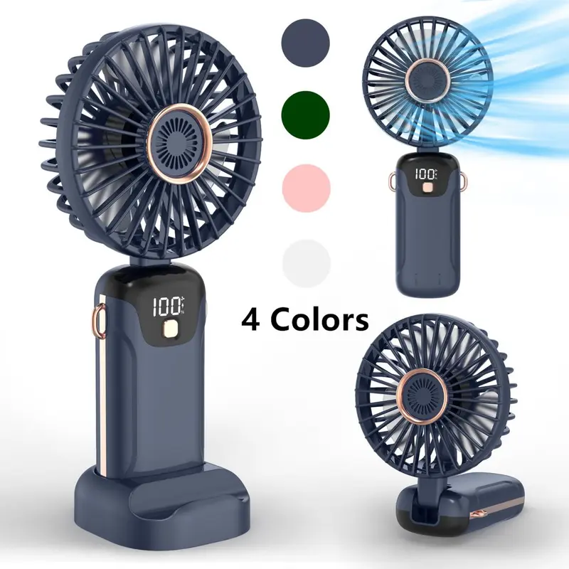 USB Rechargeable Handheld Fan, Portable Cooling Fan with Digital Display, 90° Adjustable Handheld Fan for Outdoor Sports, Travel Fan
