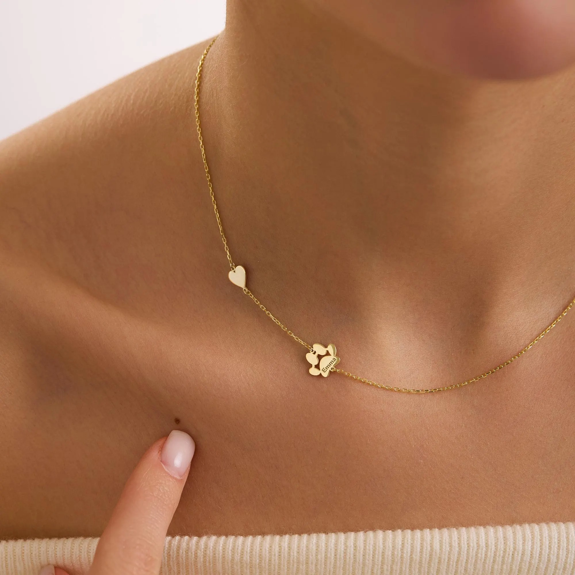 Gold Heart with Sideways Paw Necklace, Personalized Paw Heart Jewelry, Pet Memorial Necklace, Pet Paw Necklace, Pet Loss Gift, Birthday Gift