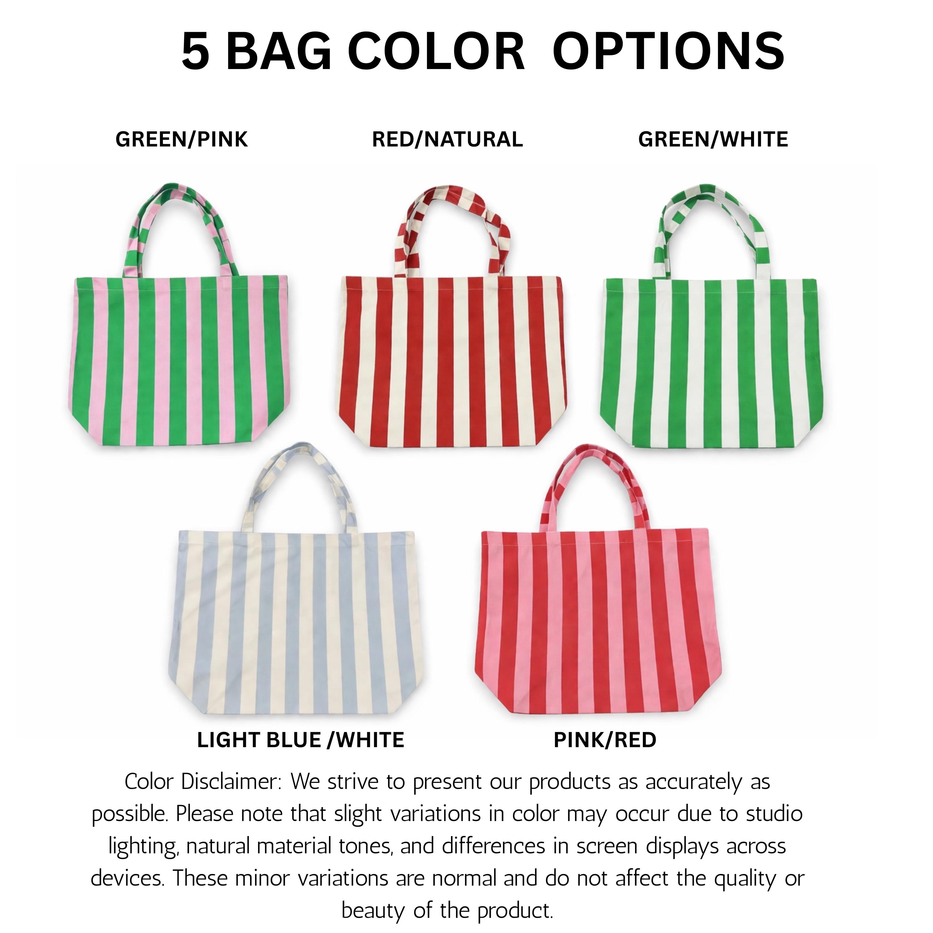 Personalized Striped Tote Bag with Monogram, Lightweight Cotton Shoulder Bag, Travel Accessories, Wedding/Beach Gift for Brides/Best Friends