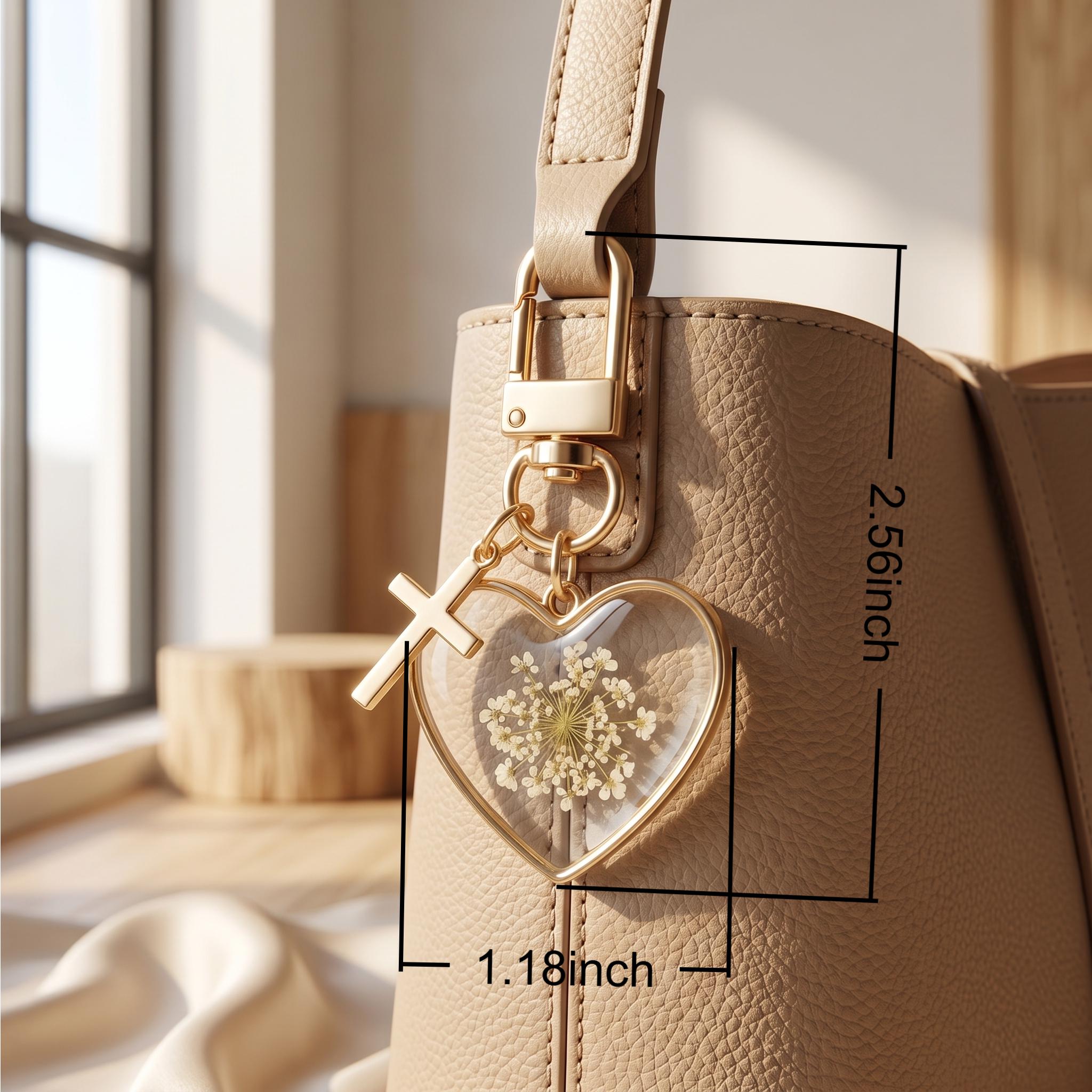 Personalized Mustard Seed Heart Keychain with Name Disc, Christian Cross Keyring, Bag Accessories, Baptism/Confirmation Gift for Women/Men/Family
