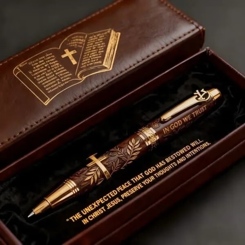 Custom GOD's Blessing Bible Commemorative Ballpoint Pen, Engraved Religious Pen with Box, Communion Faith Keepsake, Baptism Gift for Pastor/Christian
