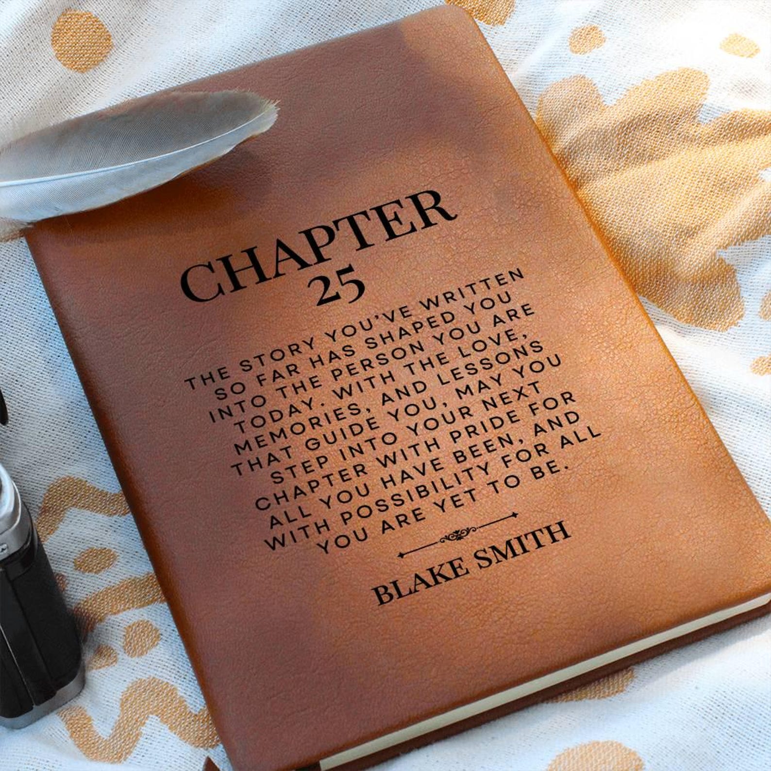 Personalized Chapter Birthday Milestone Leather Journal with Name & Age, Inspirational Quote Travel Lined Notebook, Memory Gift for Family/Friends