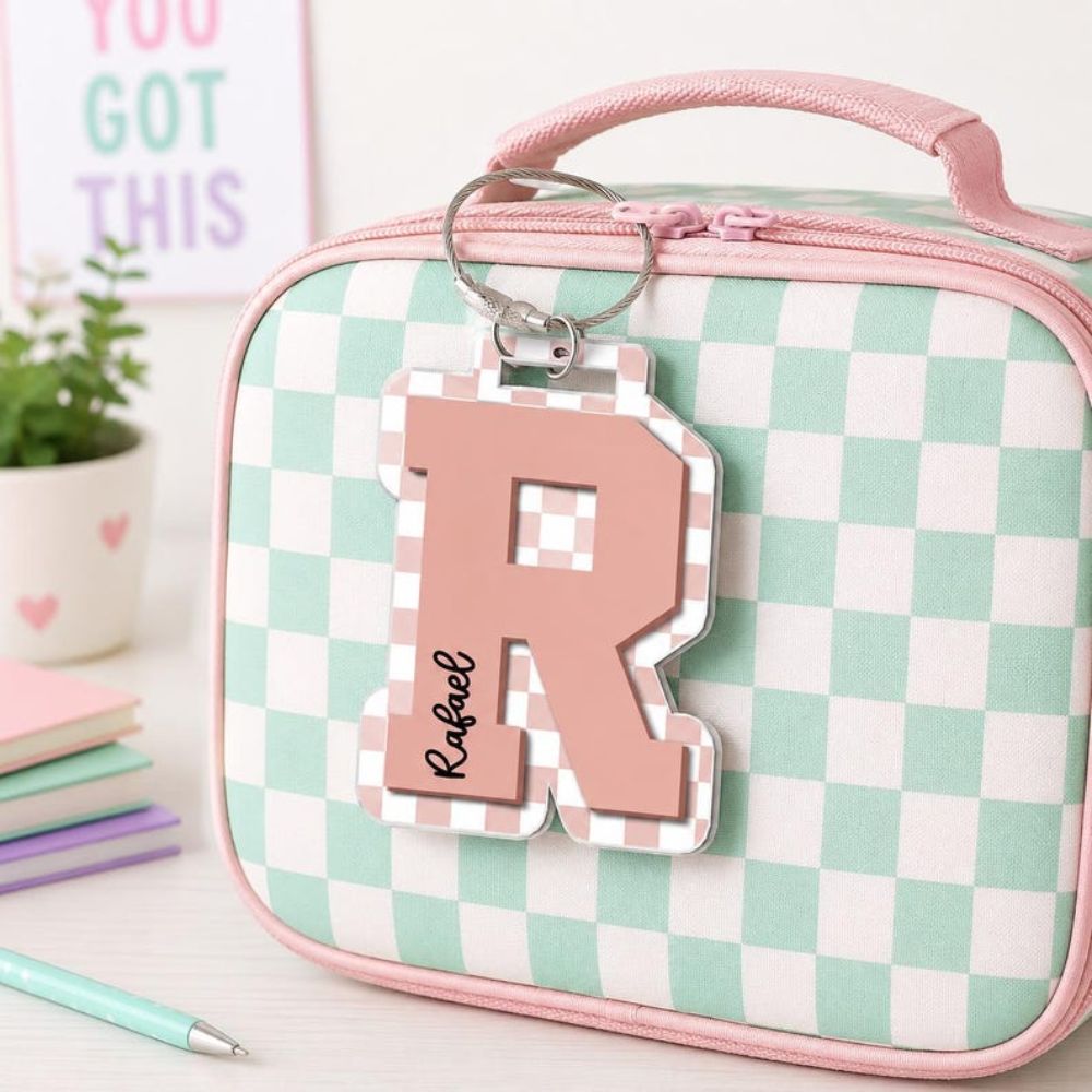 Personalized Initial Letter Backpack Name Tag, Lunchbox Tag, Custom Kids Name Keychain, Back To School Kids Gifts, Sports Bag Name Tag Charm