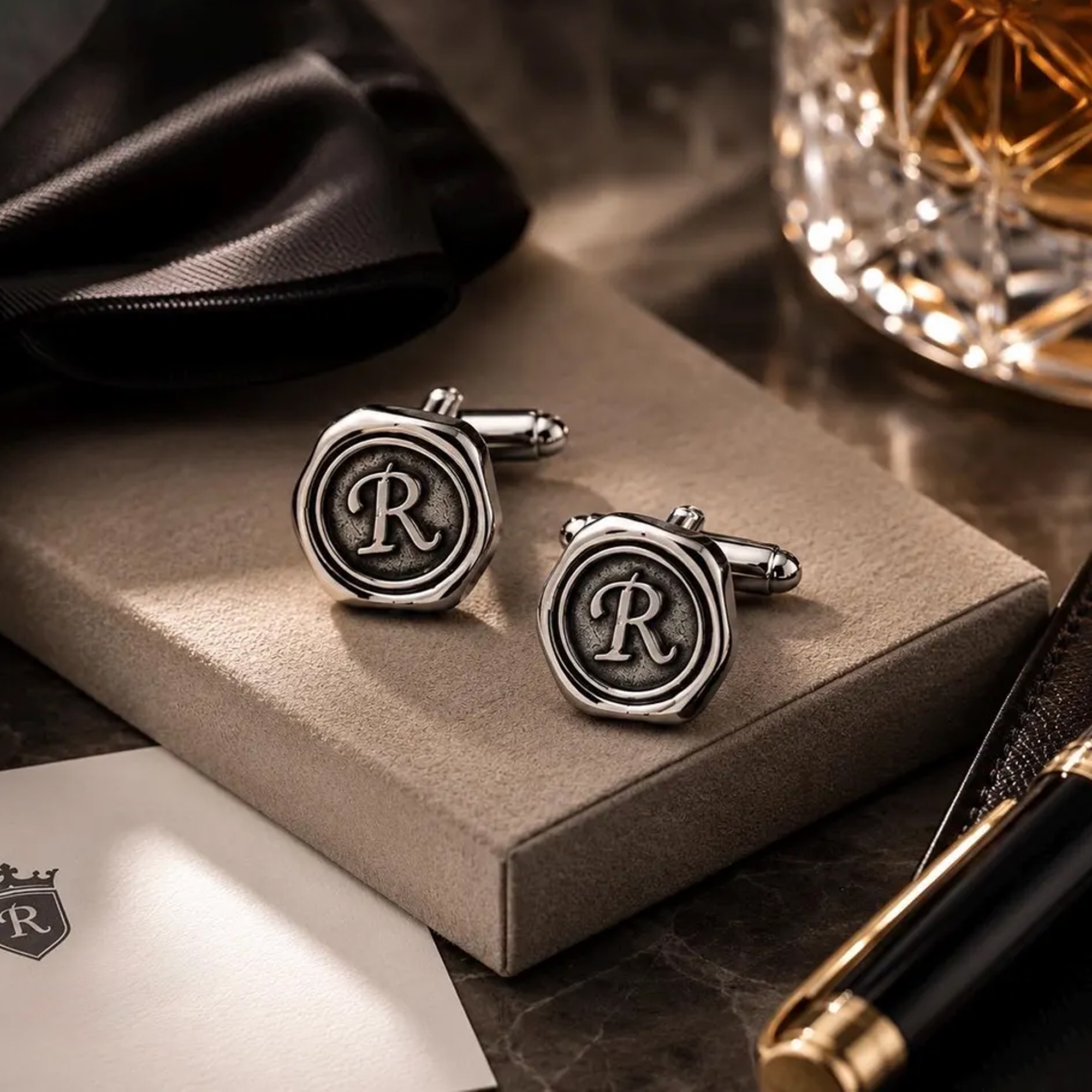 Personalized Wax Seal Cufflinks with Initial, Minimalist Clothing Accessories, Birthday/Anniversary/Wedding Gift for Husband/Boyfriend/Groomsmen