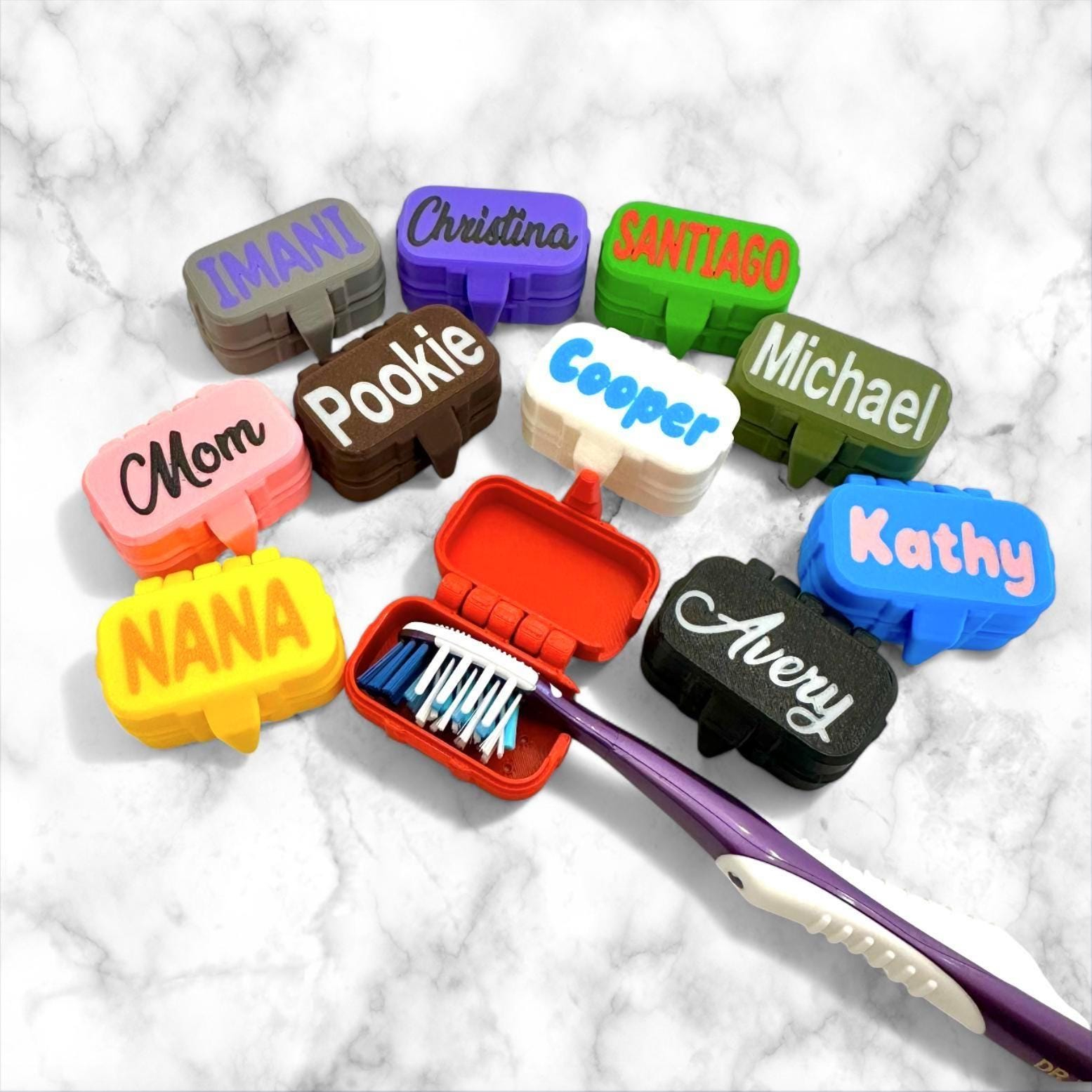 Personalized Toothbrush Cover Case, Custom Name With Secure Locking Cover & Hinge For Travel, Decor, Gift, Protection, Hygienic Protector