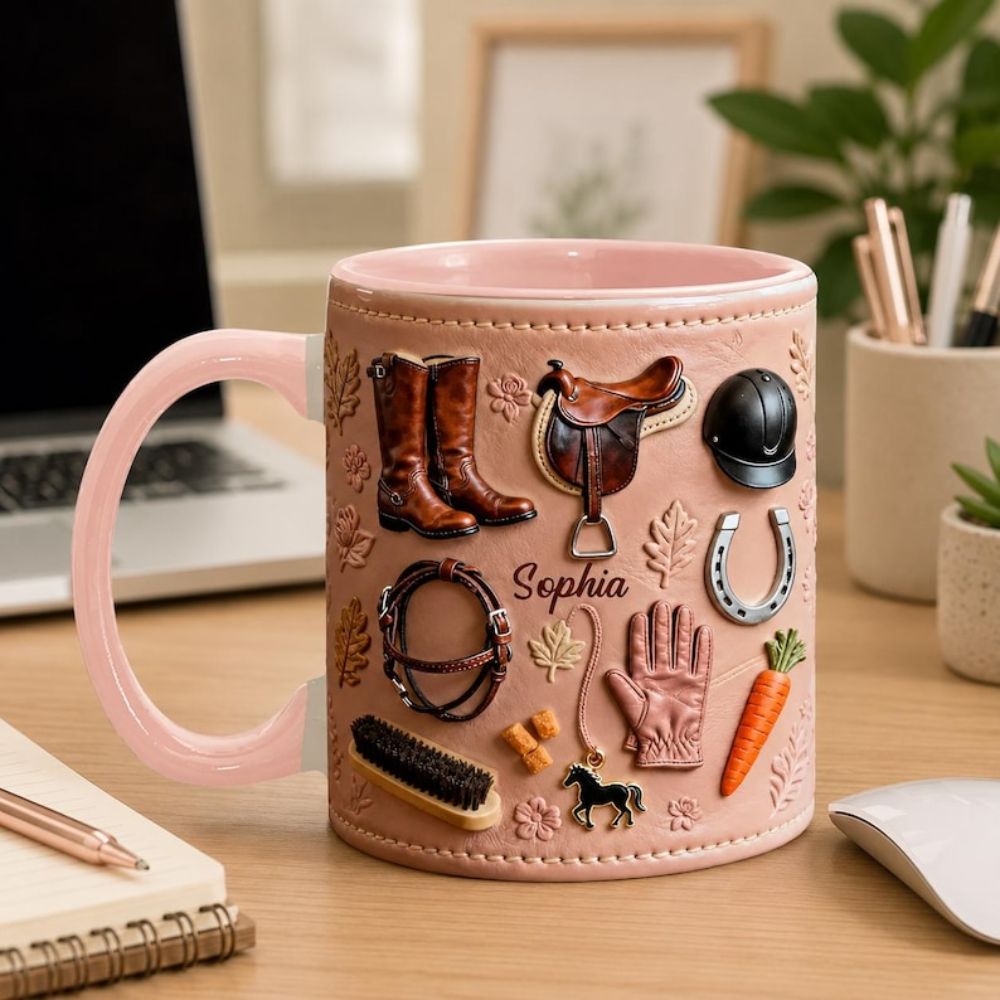 Personalized Horse Rider Mug, Custom Name Equestrian Coffee Cup, Western Horse Lover Gift