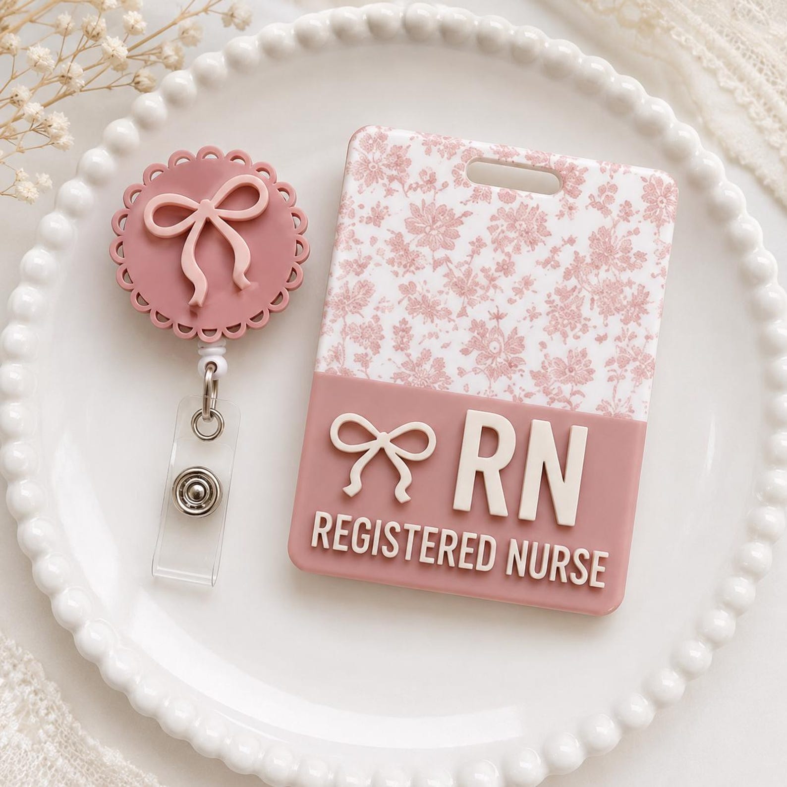 Personalized Custom Medical Badge Reel and Badge Buddy Set, Custom Name Badge Holder for RN, RAD, Scrub Tech, Nurse Healthcare Worker Gift