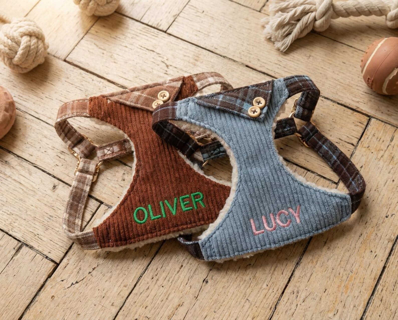 Custom Small Dog Harness, Personalized Pet Vest Leash, Embroidered Checkered Harness, Dog Photo Prop, First Dog Gift