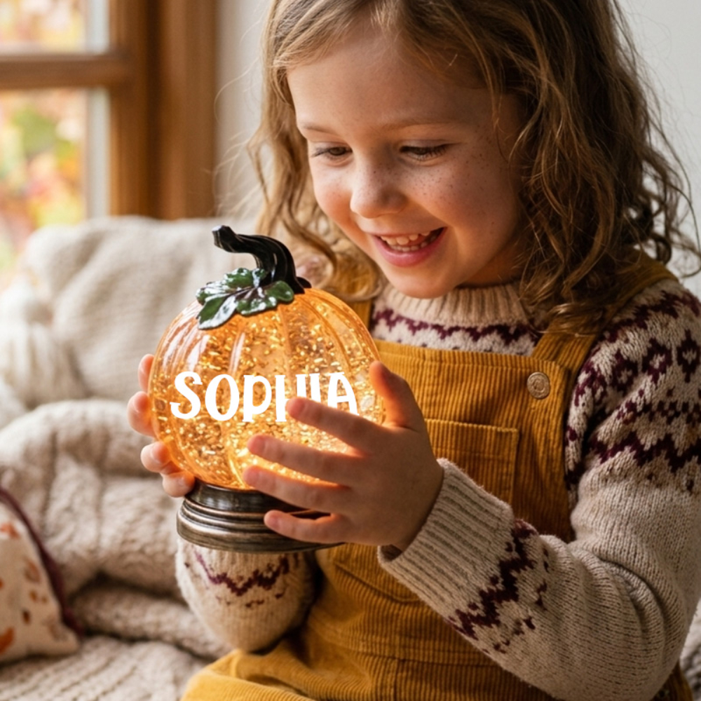 Personalized Halloween Name Lamp Glitter Glow Table Decor Kids Room Bedside Sequined Pumpkin Crystal Night Light