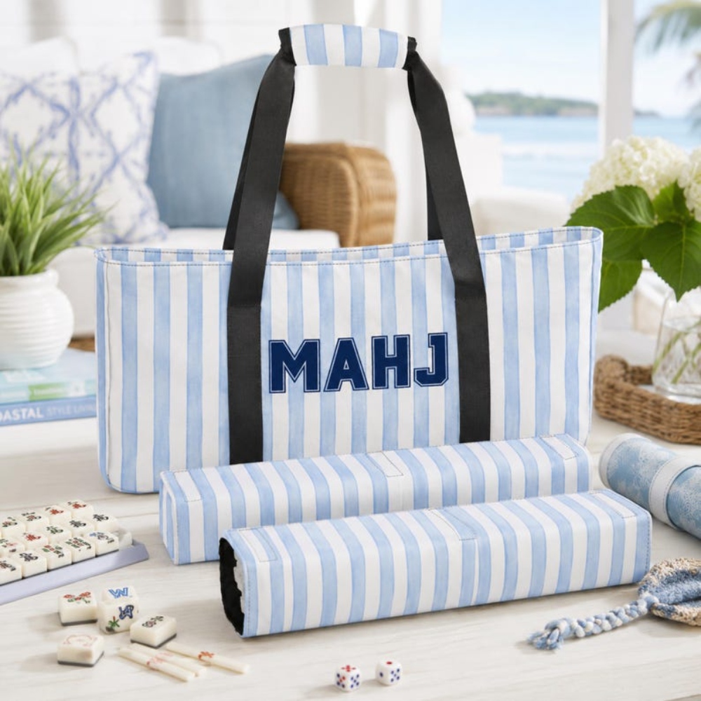 Mahjong Bag Set Personalized, Custom Mahj Storage Tote, Mahjong Tile Bag, Rack Pusher Case