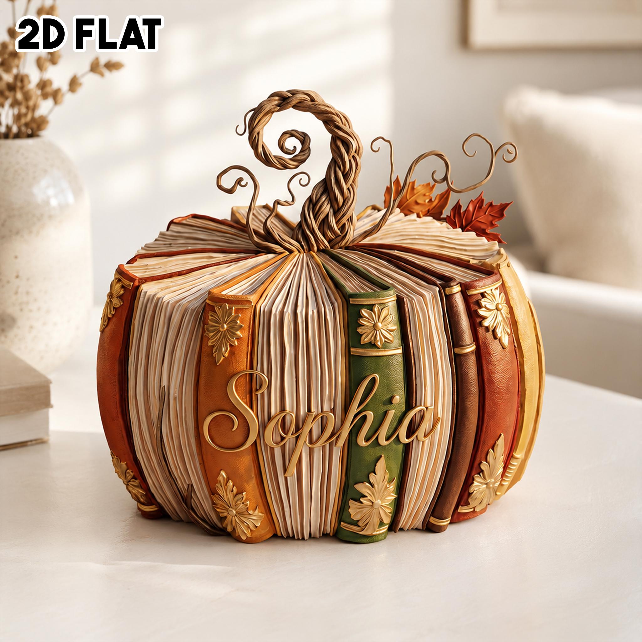 Personalized Fall Book Pumpkin Wooden Block, Custom Pumpkin Book Nook Decor for Book Lovers, Unique Librarian Gift, Book Lover Gift