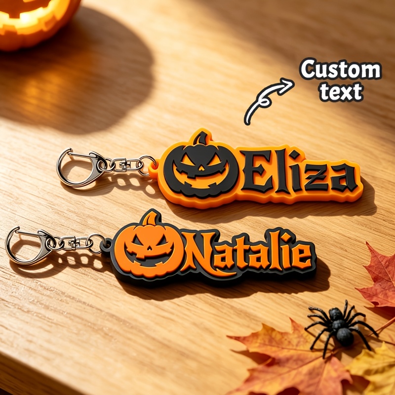 Personalized Custom Fun Pumpkin Pattern Keychain, Customizable English Name Letter Personal Exclusive Keychain