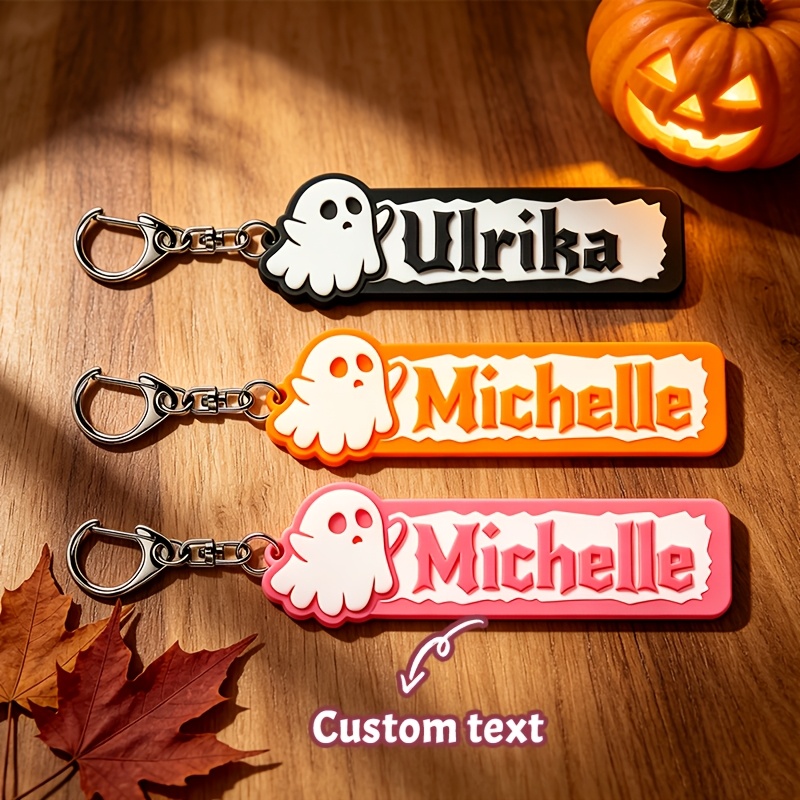 Personalized Funny Ghost Pattern Custom Name Keychain, 3D Printed Halloween Exclusive Name Pendant