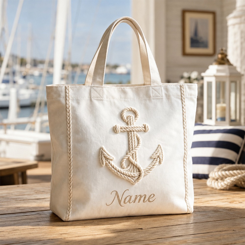 Personalized Name Anchor Tote Bag