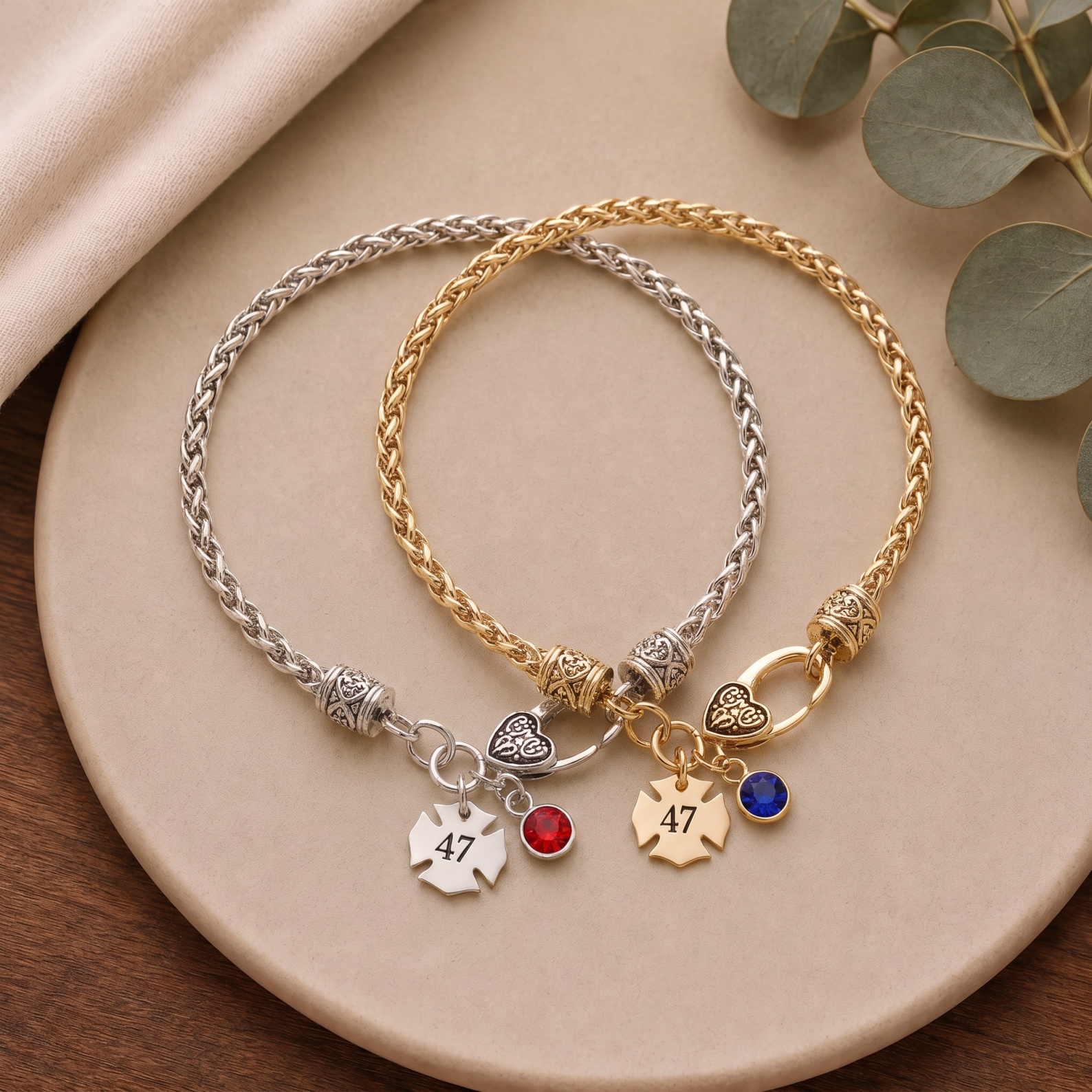 Personalized Firefighter Bracelet, Custom Firefighter Charm Bracelet, Firefighter Gift Jewelry, Engraved Firefighter Bracelet