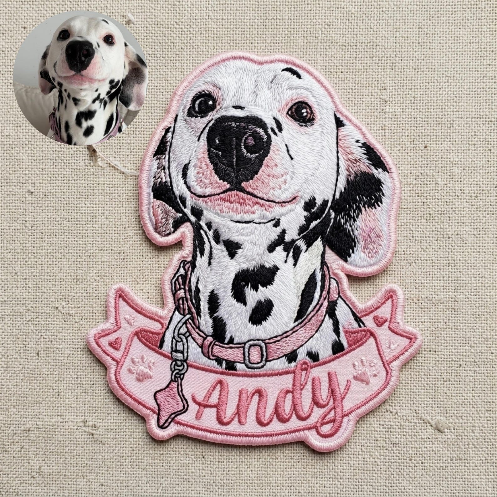 Personalized Embroidered Pet Portrait Patch, Custom Dog Iron‑On Badge With Name, Realistic Bespoke Gift for Pet Lovers