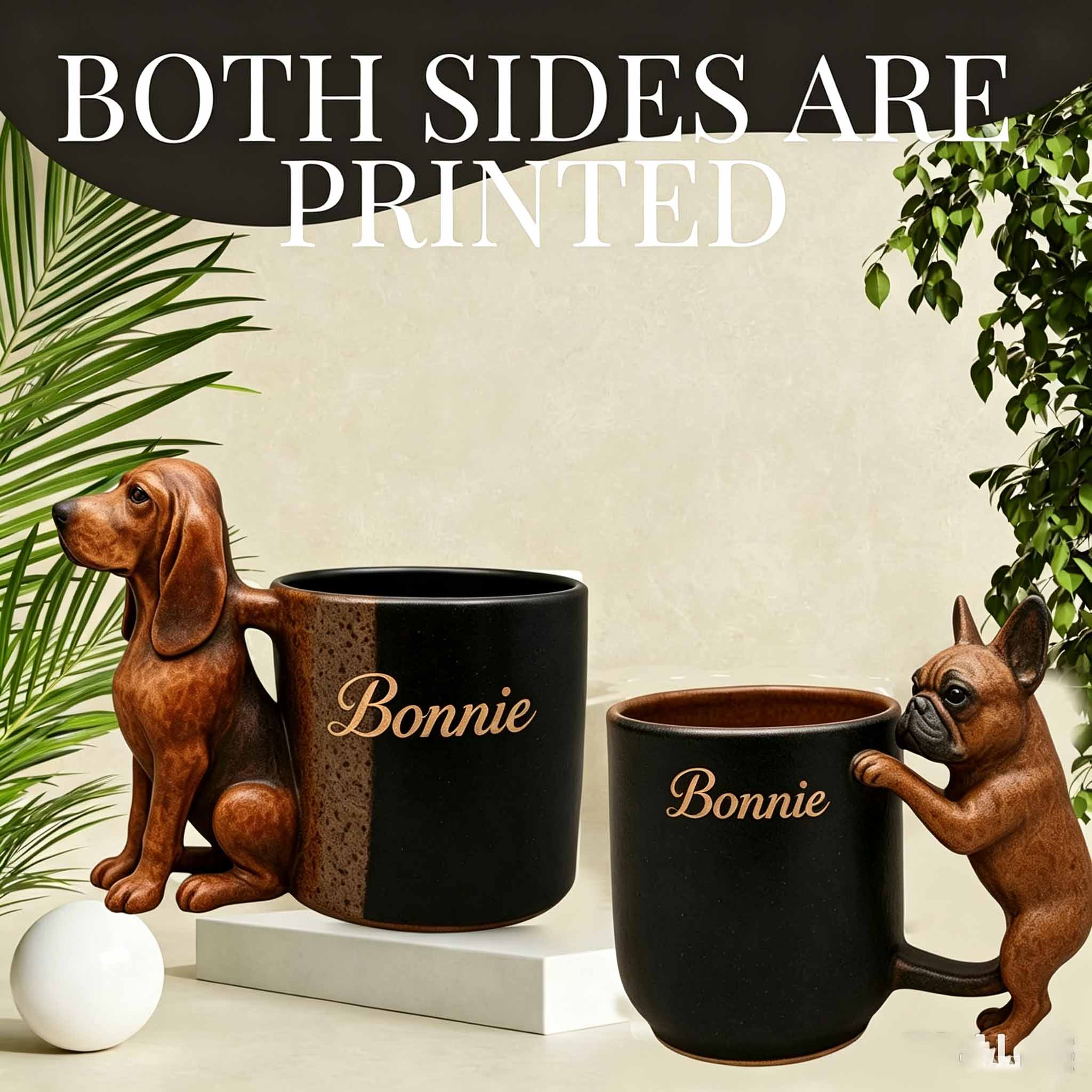 Custom Engraved Name 3D Dog Handle Coffee Mug, Unique Personalized Gift For Dog Lovers, Dog Mom, Dog Dad, Two Dog Designs Available, Perfect Birthday, Holiday Present
