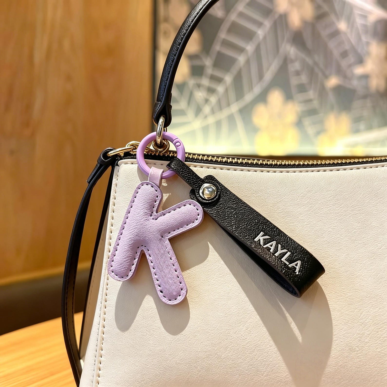 Personalized Leather Name Initial Keychain, Custom Alphabet Bag Charm, Handmade Letter Keyring, Gift For Her, Bridesmaid, Friend Gift
