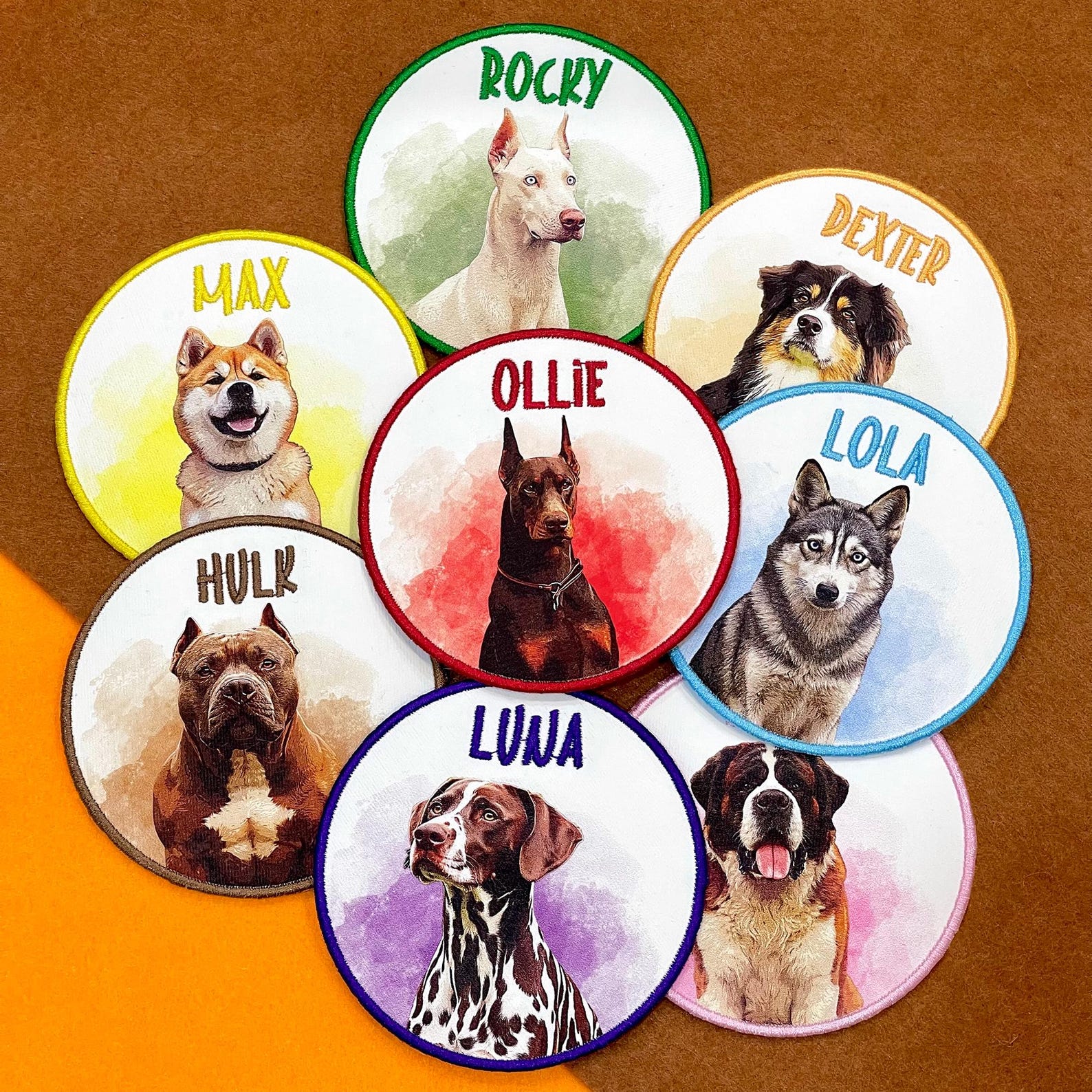 Personalized Photo Embroidered Pet Patch with Name, Dog Iron‑On & Sew‑On Badge Applique, Backpack Decor, Memorial Gift for Pet Lovers/Friends/Her