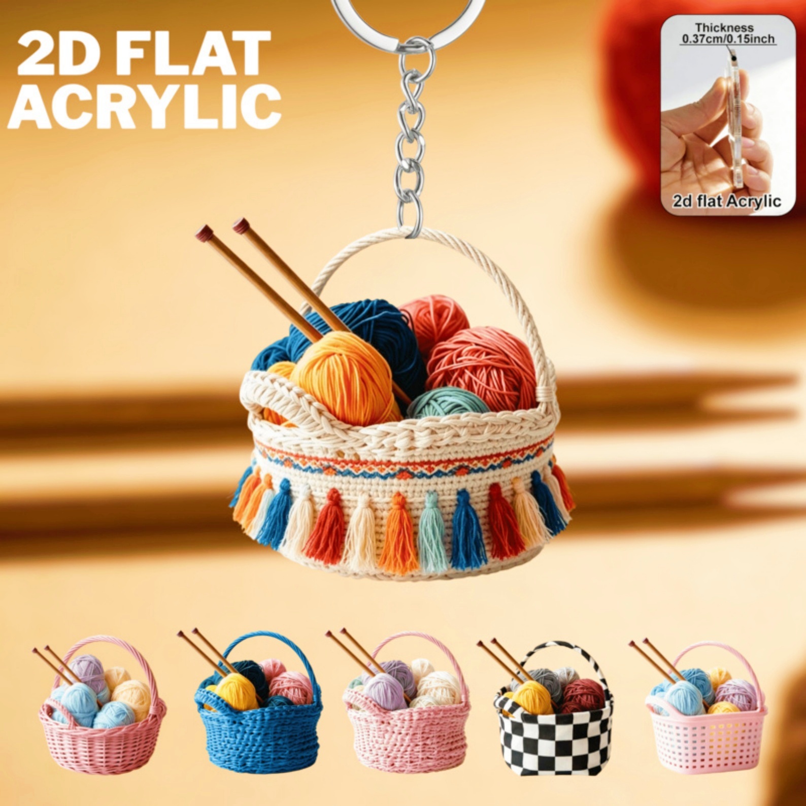 Yarn Ball Themed Keychain, Crochet Ball Keychain, Gift For Handicraft Lovers, Cute Gift For Birthday & Christmas