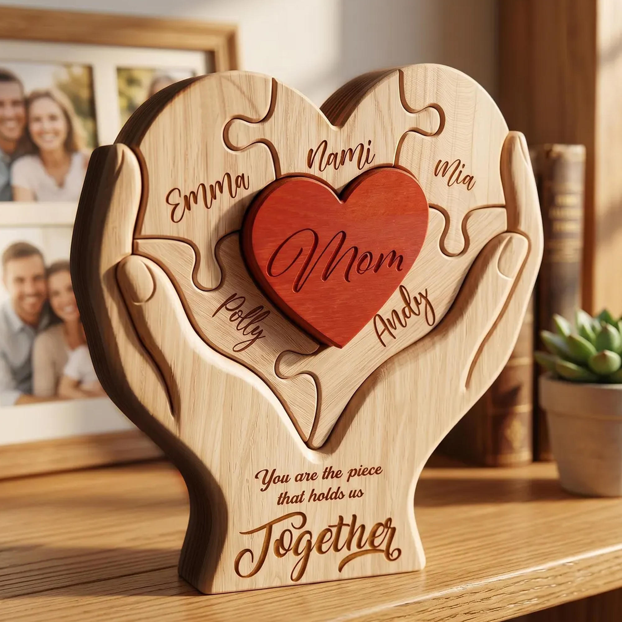 Personalized Wooden Family Puzzle, You Are The Piece That Holds Us Together Sign, Mother's Day Gift, Gift For Her
