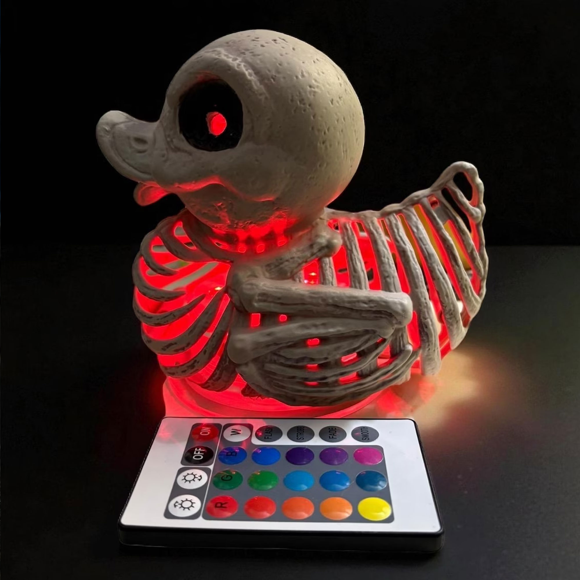 LED Light Up Skeleton Duck, 3D Printed Hollow Duck Skeleton, Halloween Spooky Figurine, Tabletop Novelty Decor, Gift for Horror Collectors/Friends